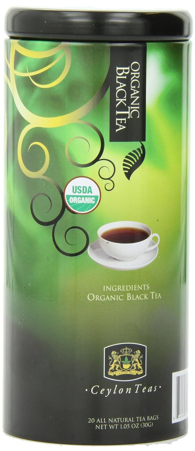 Ceylon Teas Tea, Organic Black Tea, 20-Count Tea Bags