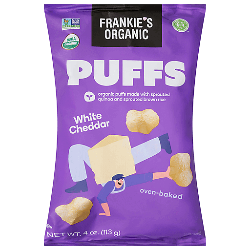 Frankie's Organic Puffs, White Cheddar, Oven-Baked 4 Oz