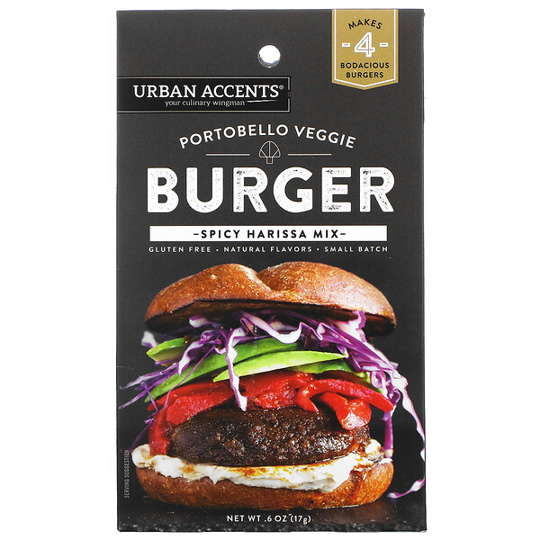 Urban Accents Portobello Veggie Burger Spicy Harissa Mix, 0.6 Oz (17 G)
