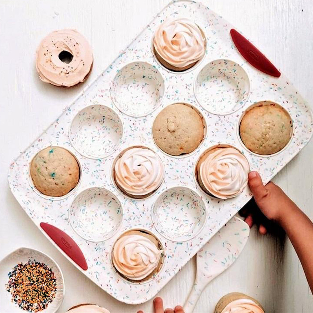 Trudeau Confetti Silicone Muffin Pan, 12ct