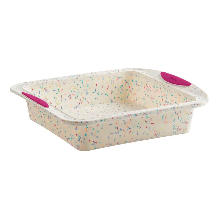 Trudeau Square Silicone Cake Pan, 8x8in, Confetti, 05118556