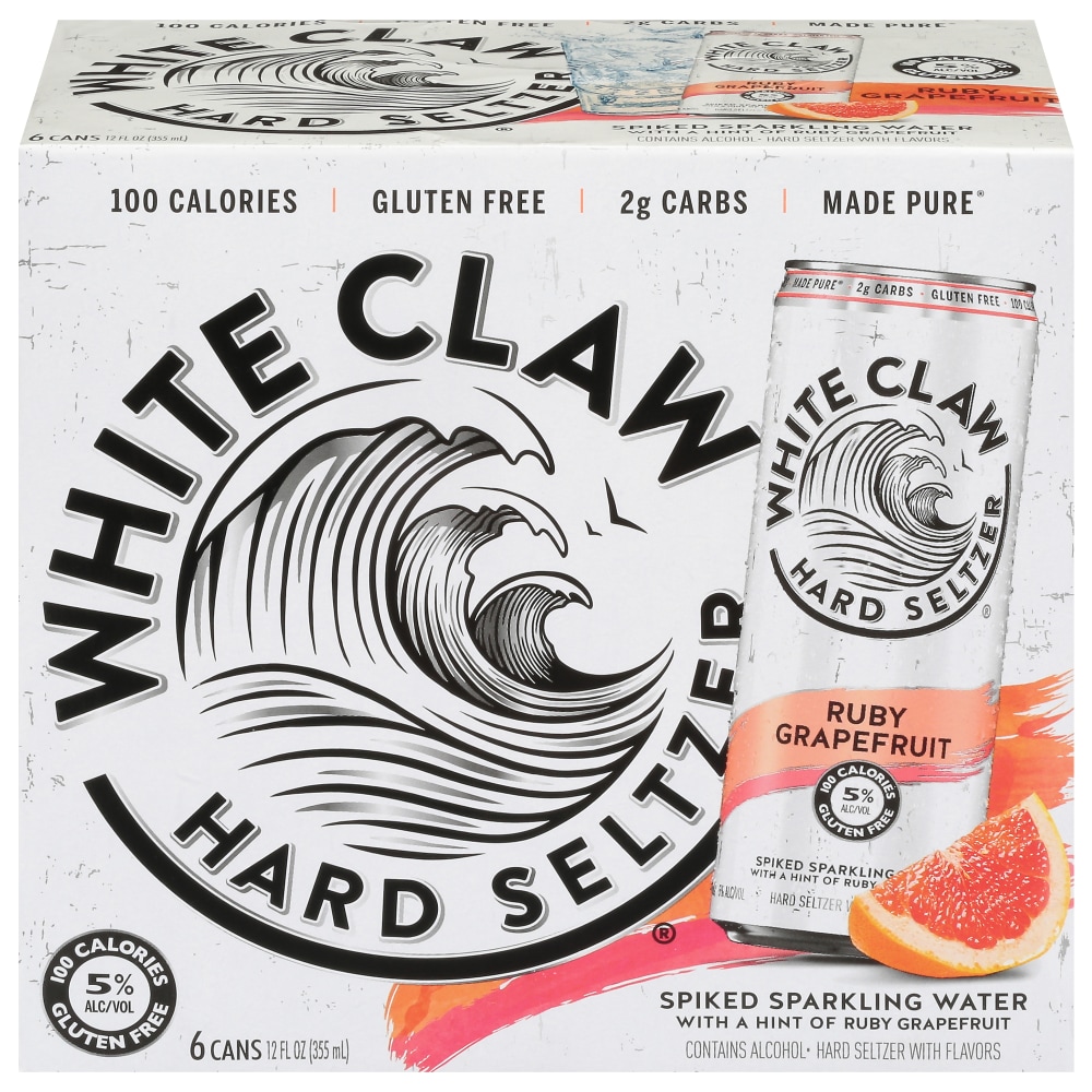 White Claw Hard Seltzer 6 Pack Spiked Ruby Grapefruit