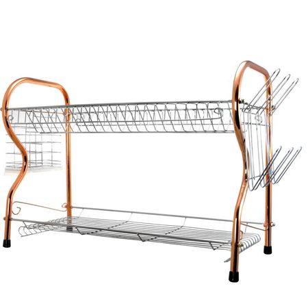 Better Chef 2-Tier 16 In. Chrome Plated Dish Rack In Copper