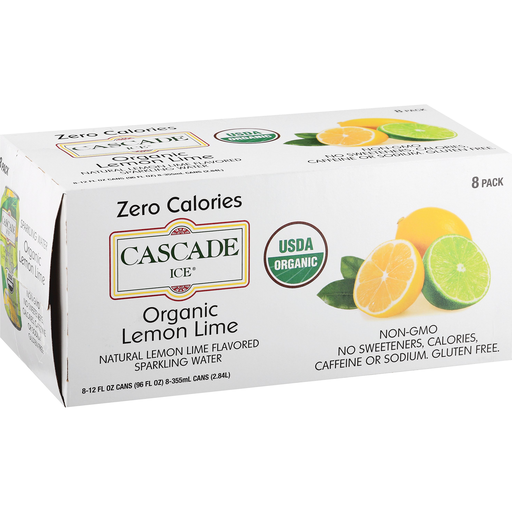 Cascade Ice Sparkling Water, Organic, Lemon Lime