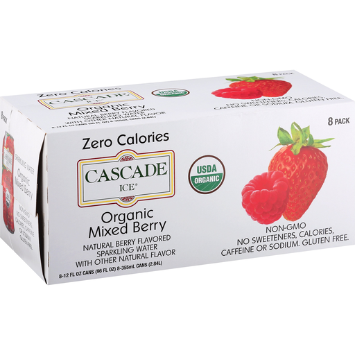 Cascade Ice Sparkling Water, Organic, Mixed Raspberry