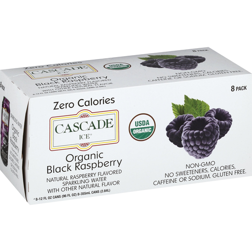 Cascade Ice Sparkling Water, Organic, Black Raspberry