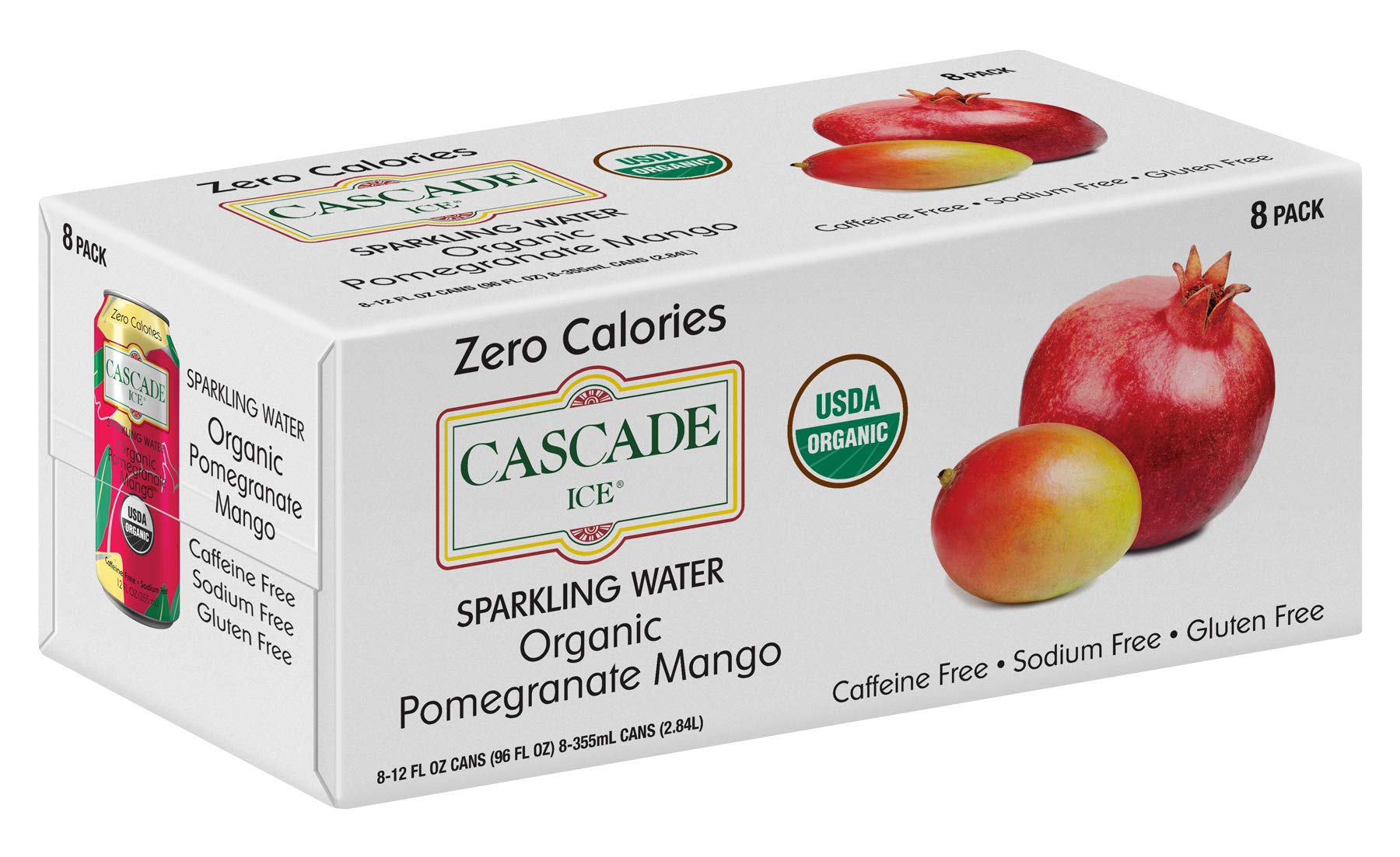 Cascade Ice 8 Pack Organic Pomegranate Mango Sparkling Water