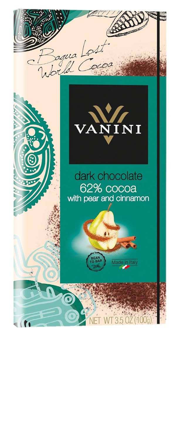 Vanini Chocolate Negro 62% Cacao Con Pera Y Canela - 12 Barras