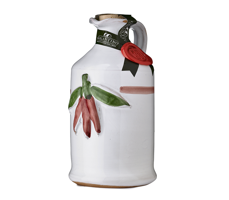 Galantino Peperoncino Extra Virgin Olive Oil Hand-Painted Ceramic Cruet Jug