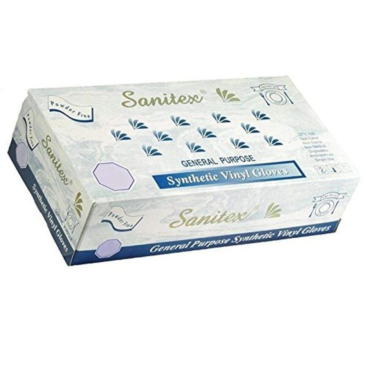 Life Guard MEDIUM Sanitex Vinyl Powder-Free Industrial Grade Gloves, White, 100 Per Box