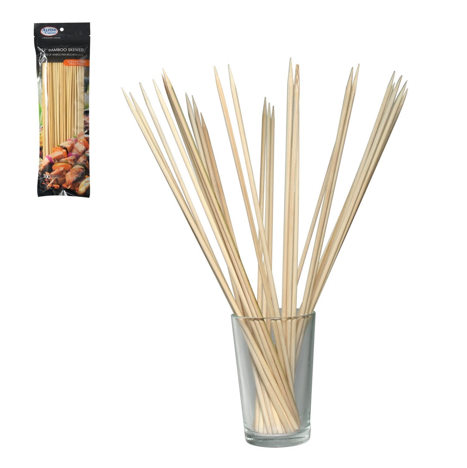 Aramco Imports Inc BBQ Bamboo Skewer 12in, 100CT Bag