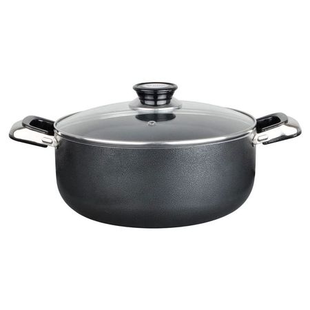 Alpine Cuisine Aluminum Non-Stick Dutch Oven Pot With Glass Lid And Carrying Handles, 13 Quart, Gray