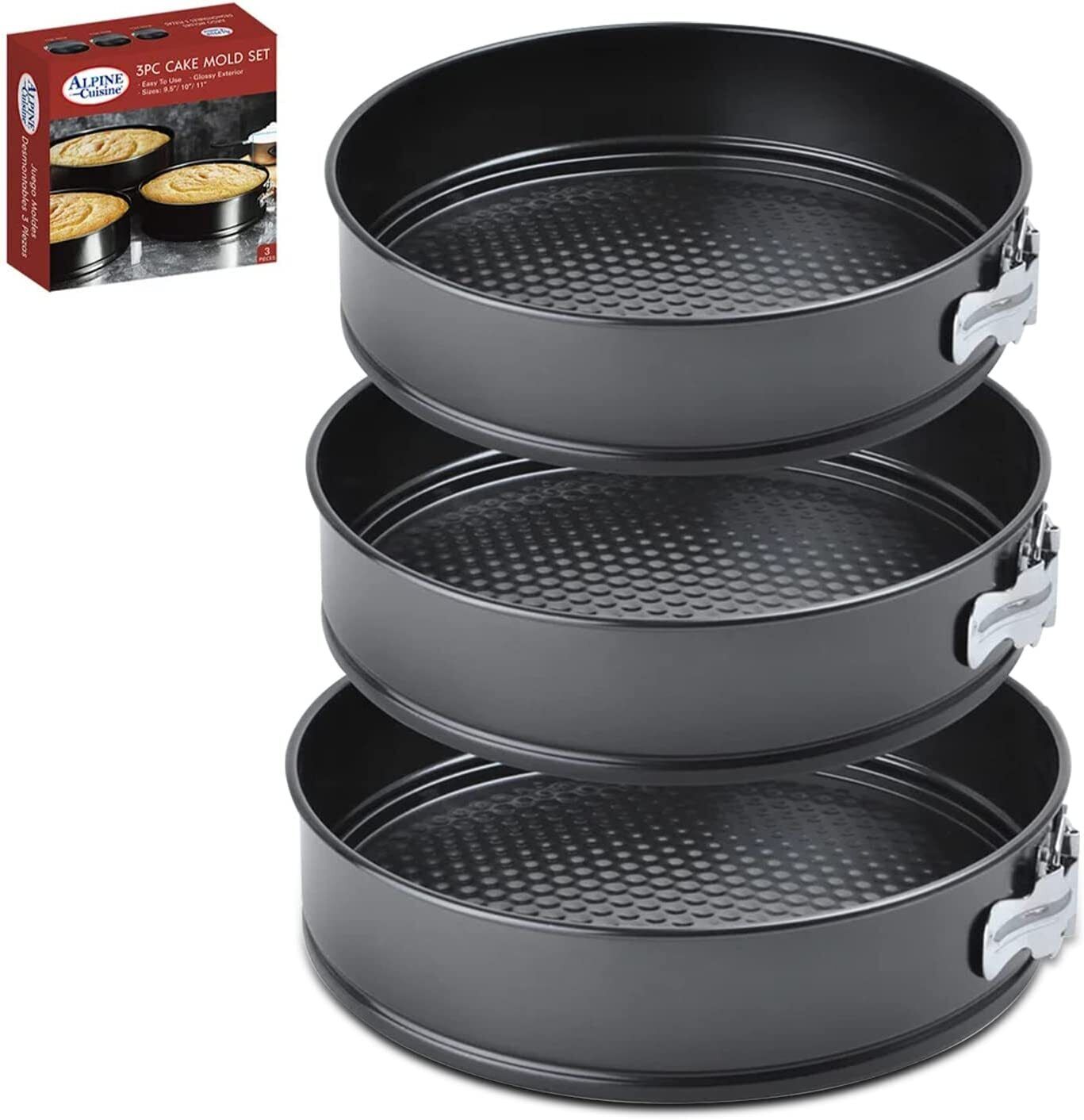 Cake Mould 3pc Set. Carbon Steel 9.5in, 10in, 11in
