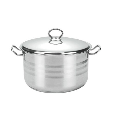 Alpine Cuisine 15 Quart Stainless Steel Dutch Oven Pot With Tempered Glass Lid And Carrying Handles For Sauces, Stews, And More, Silver