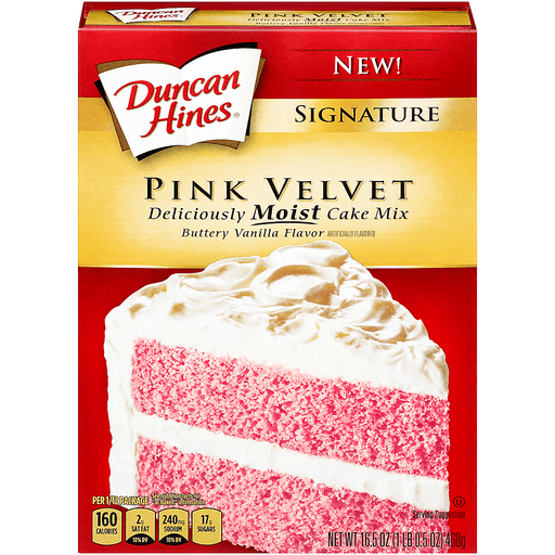 Duncan Hines Signature Pink Velvet Buttery Vanilla Flavor Cake Mix 16.5 Oz. Box