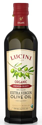 Lucini Organic Premium Select Extra Virgin Olive Oil - Italian EVOO - Hand Picked Olives From Italy - Non GMO Verified, Whole30 Approved, Kosher, 500 mL