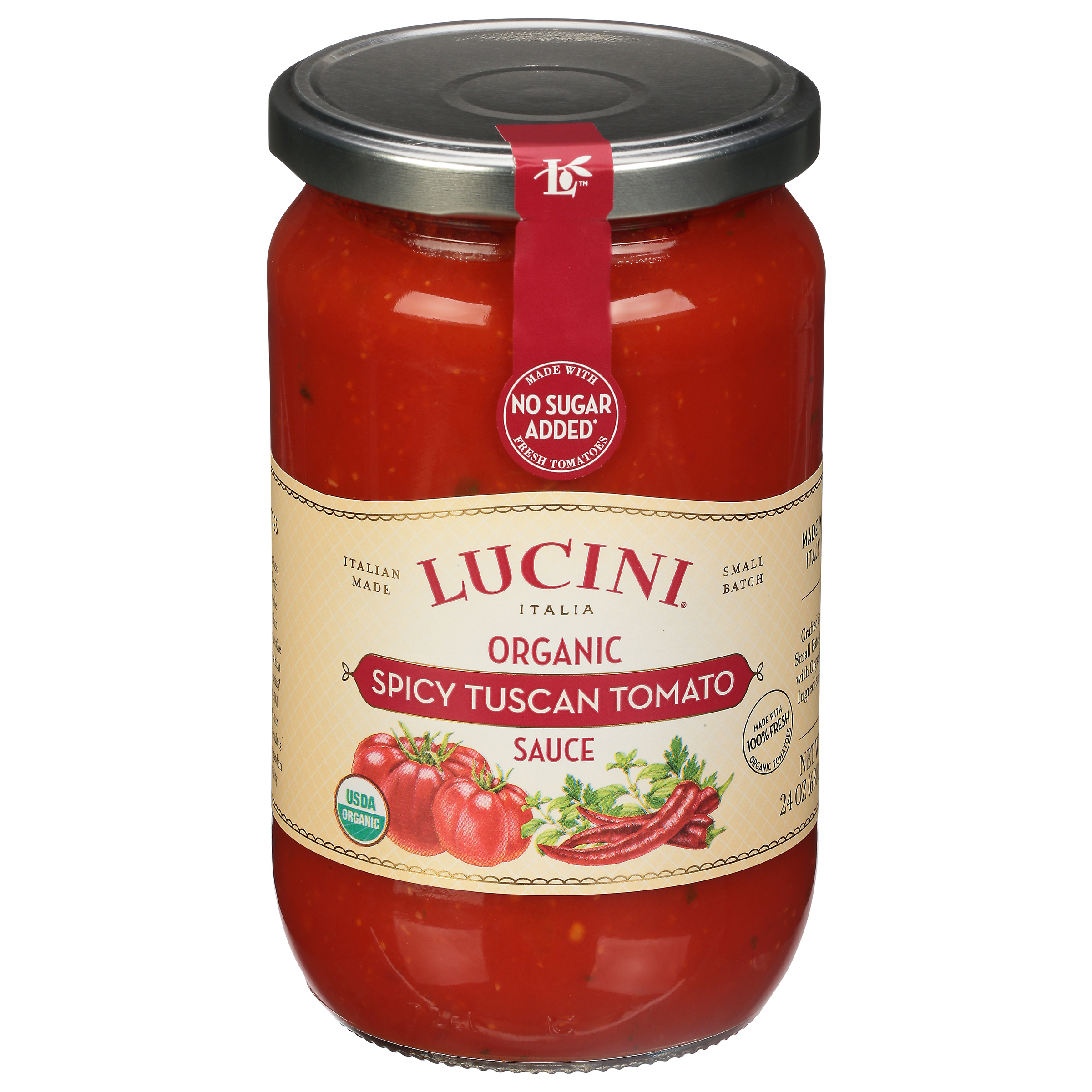 Lucini Italia Organic Pasta Sauce Spicy Tuscan Tomato 25.5 Oz Jar