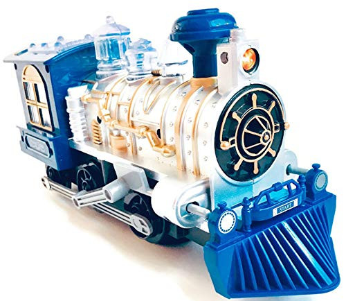 High Speed Train Car Light With Sound Siren, Bump And Go Turn Action For Boys And Girls (Blue) Classic Steam Train Toy Design For Railroad Playing With Locomotive Engine Automatic Change Of Direction