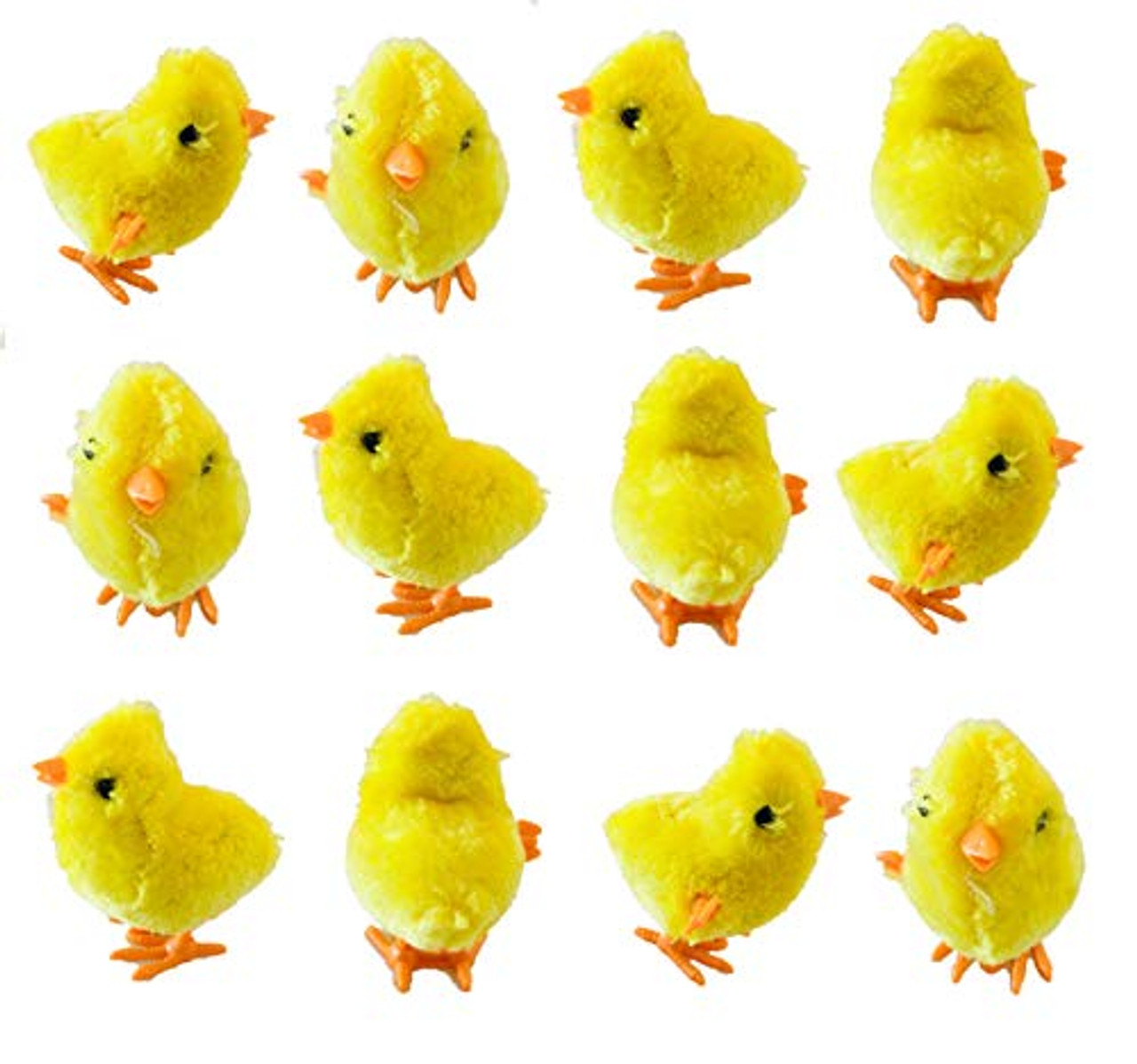 ITISMINE 12 Pieces Wind Up Easter Chicks WindUp Jumping Chicken Plush Toys Novelty Toys For Party Favors