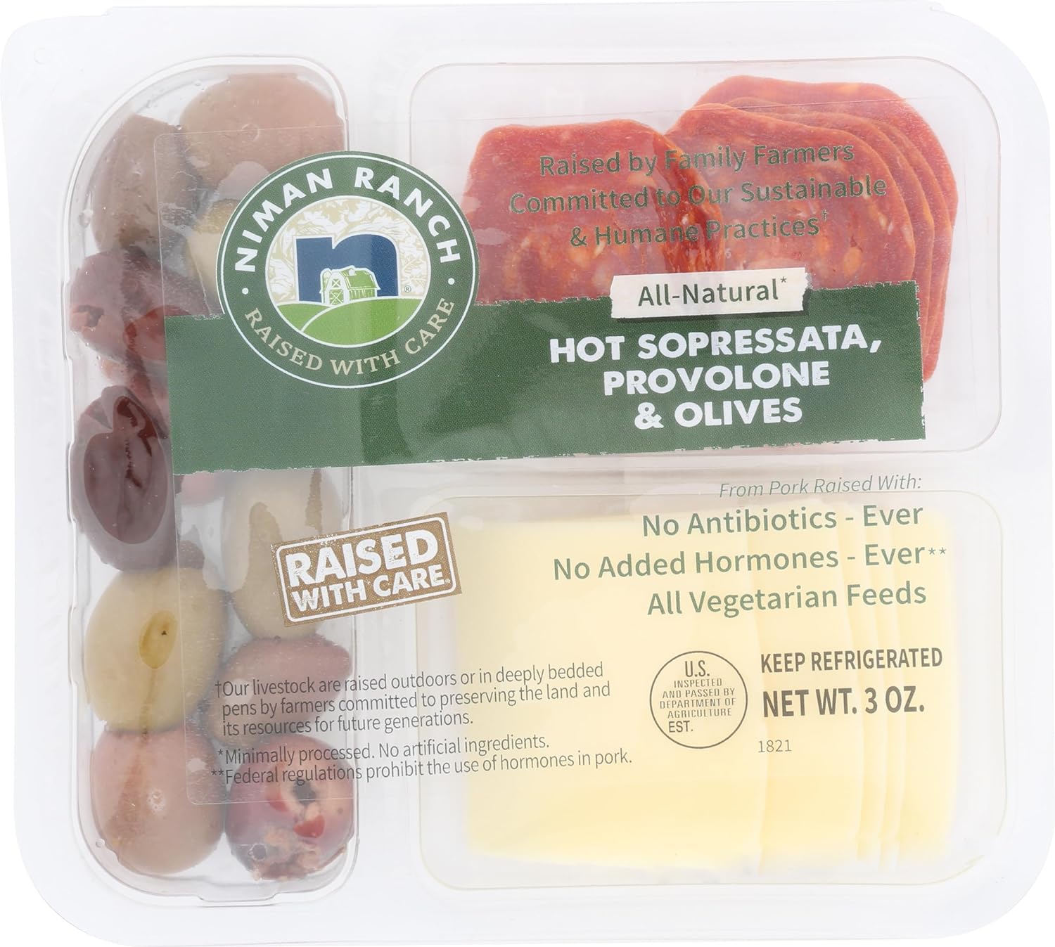Niman Ranch Hot Sopressata Provolone & Kalamata Olives Snack Pack