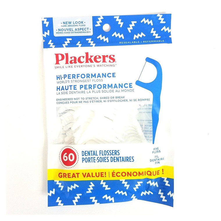 Plackers Hi Performance Fine Flossers 60 X 2 Bags = 120 Total