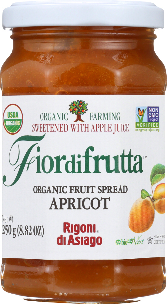 Rigoni Di Asiago Fiordifrutta Organic Apricot Fruit Spread 8.82 Oz Jar - 6ct Case