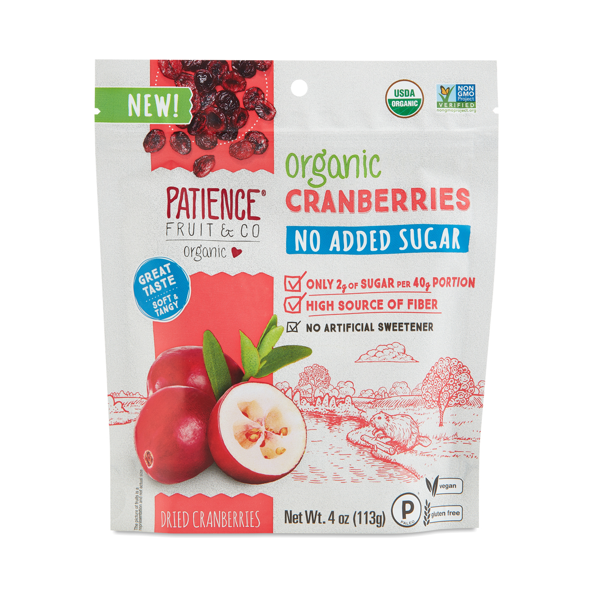 Patience Fruit & Co Organic Dried Cranberries, No Added Sugar