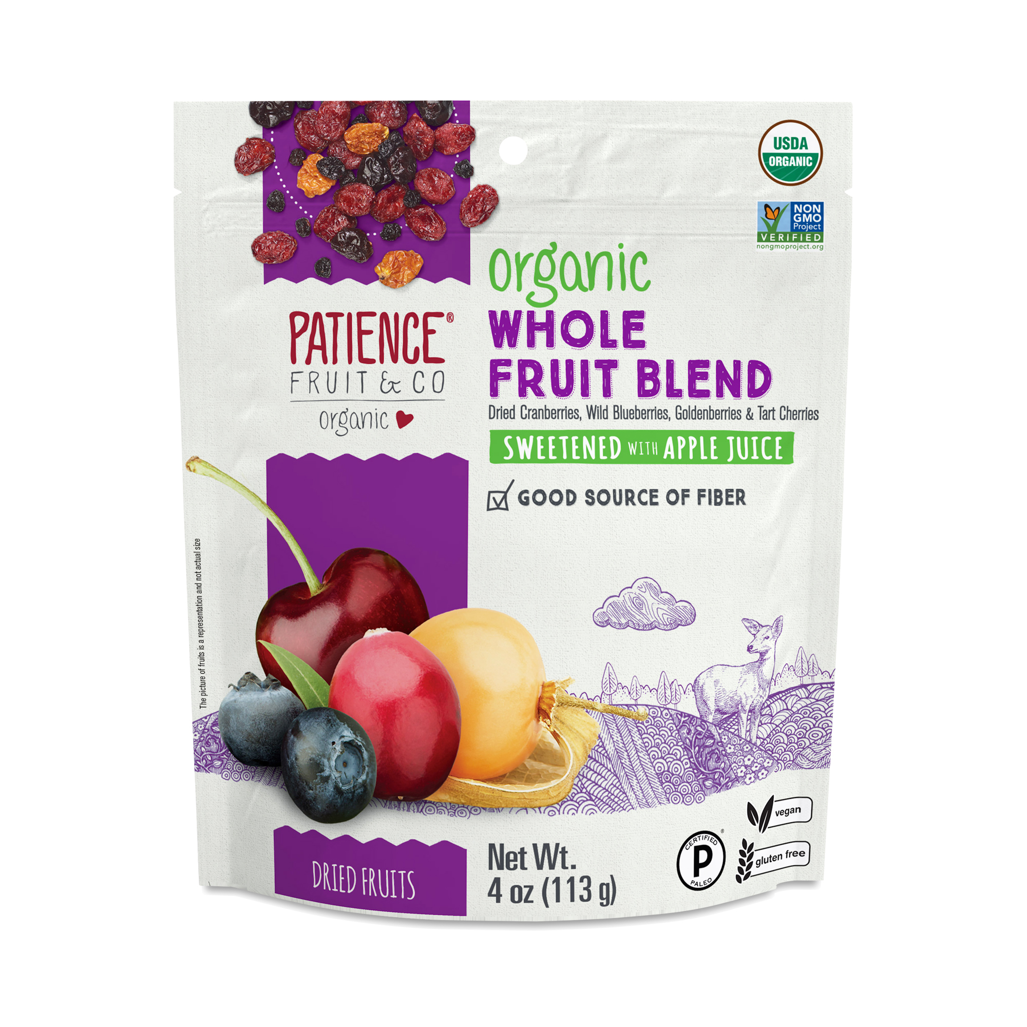 Patience Fruit & Co Whole Blend Organic Dried Fruits 4 Oz