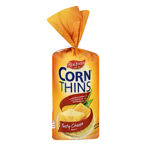 Real Foods Corn Thins - Tasty Cheese - Case Of 6 - 4.4 Oz