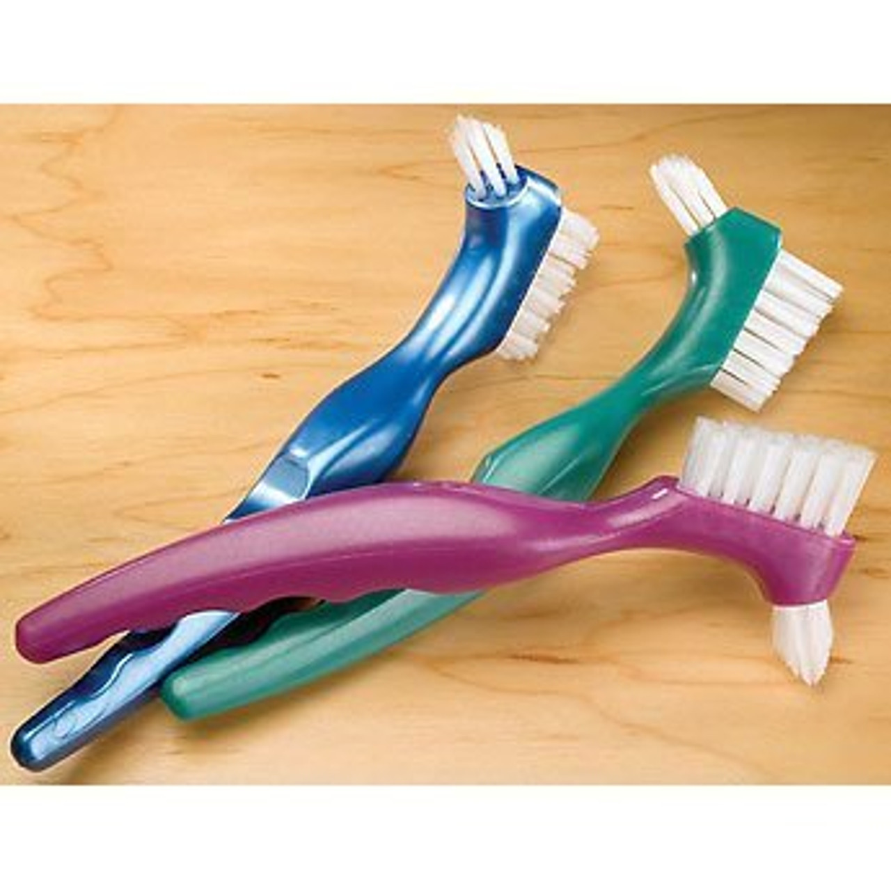 Orafix DENTURE Toothbrush False Teeth Cleaning Brush Double Sided BRISTLES - Assorted Colors - SINGLE