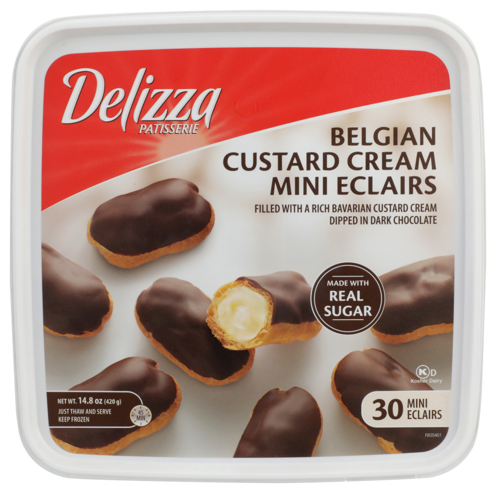 Delizza Patisserie Belgian Custard Cream And Dark Chocolate Frozen Mini Eclairs - 30pk