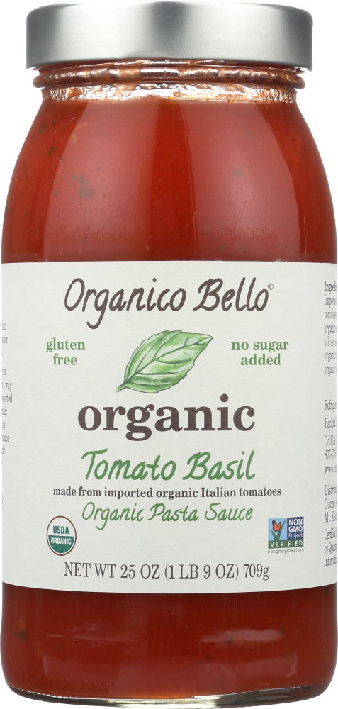 Organico Bello Organic Tomato Basil Pasta Sauce, 25 Oz