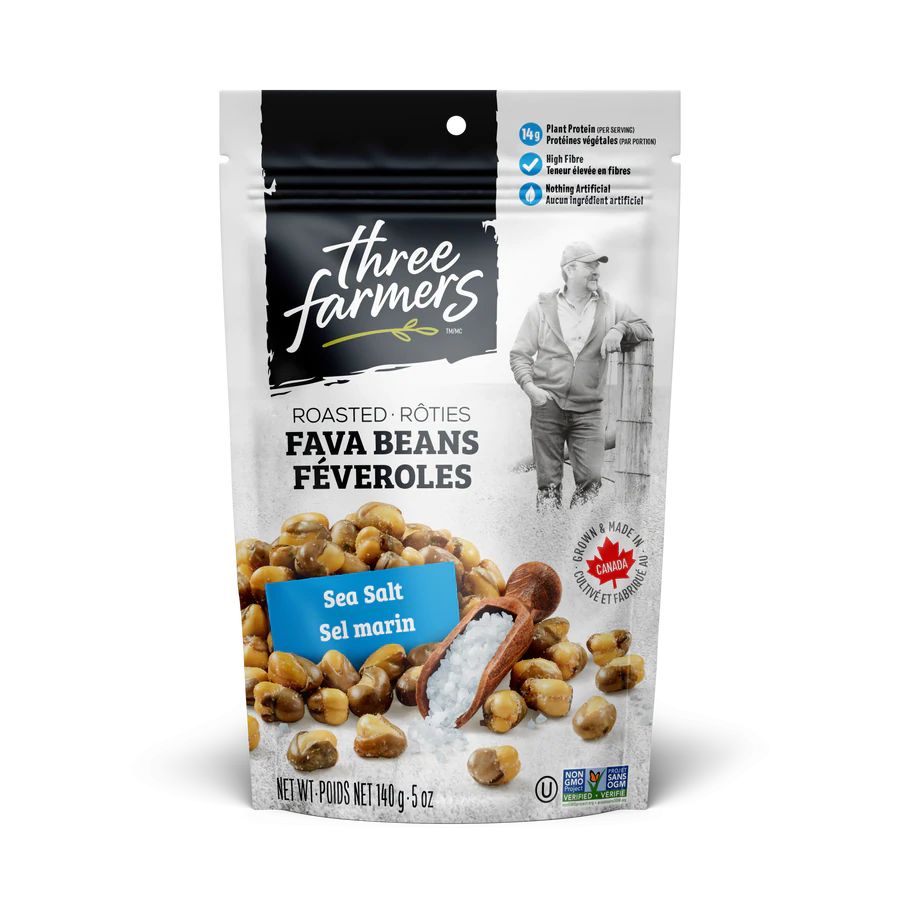Three Farmers Roasted Fava Beans Zesty Cheddar