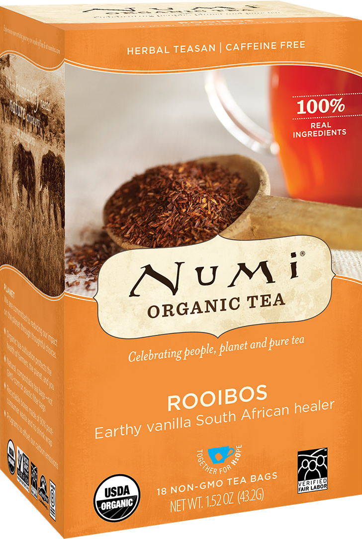 Numi Organic Herbal Teasan, Rooibos, Caffeine Free, 18 Tea Bags, 1.52 Oz (43.2 G)