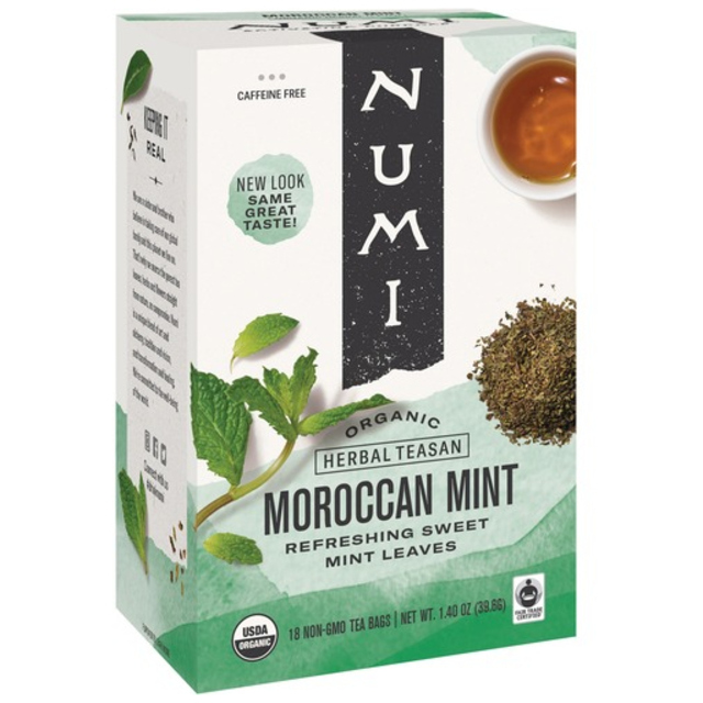 Numi Herbal Tea, Organic, Caffeine Free, Moroccan Mint, Tea Bags