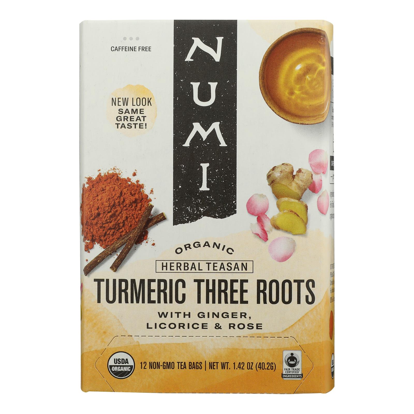 Numi Tea, Turmeric Three Roots, Organic, Tea Bags