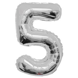 Jumbo Number Balloon - Silver Number 5