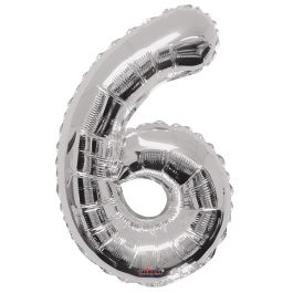 Jumbo Number Balloon - Silver Number 6