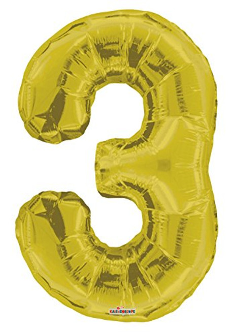 34 Jumbo Number 3 Three Foil Mylar Balloon Gold