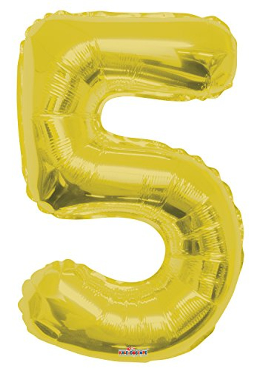 Kaleidoscope 34 Jumbo Number 5 Five Foil Mylar Balloon Gold