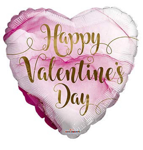 9 Inch Convergram Pink Marble Happy Valentine S Day Love Party Decoration Supply AIR-FILL Mylar Foil Balloon -note Will Not Float If Filled With Helium- Pack Of 5 MUST BE HEAT SEALED -Florist Gift Tags - Use With Balloon Sticks
