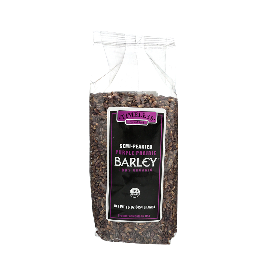 Timeless Natural Foods Organic Heirloom Semi Pearled Purple Prairie Barley 16 Oz