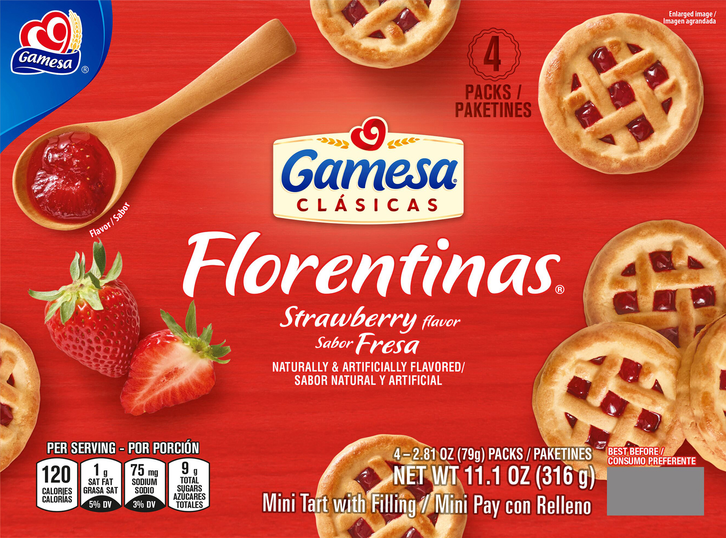 Gamesa Florentinas Mini Tart Strawberry Naturally And Artificially Flavored 2.81 Oz