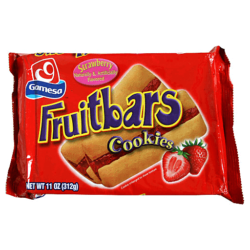Gamesa Cookies W/Strawberry Flavored Jam Filling Fruitbars 11 Oz Package