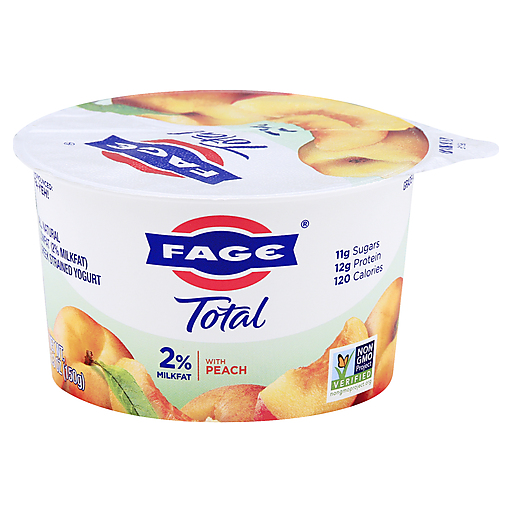 Fage Total 2% Milkfat All Natural Lowfat Greek Strained Yogurt With Peach 5.3 Oz. Cup
