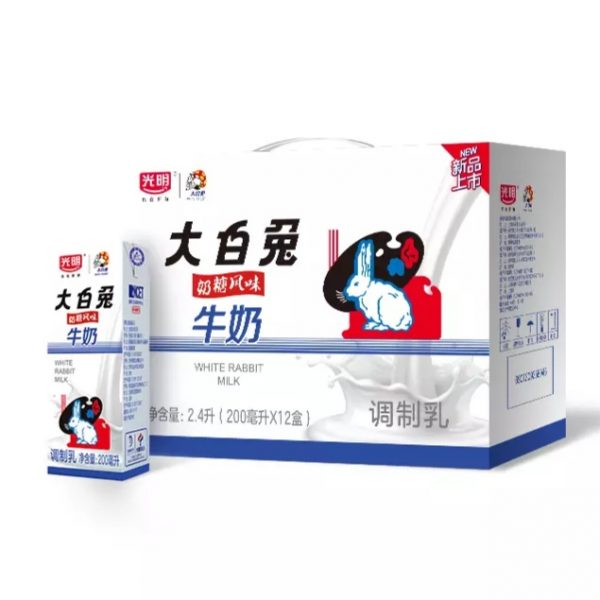 光明大白兔奶糖风味牛奶一箱12瓶装/GM White Rabbit Milk 1Box 12pk