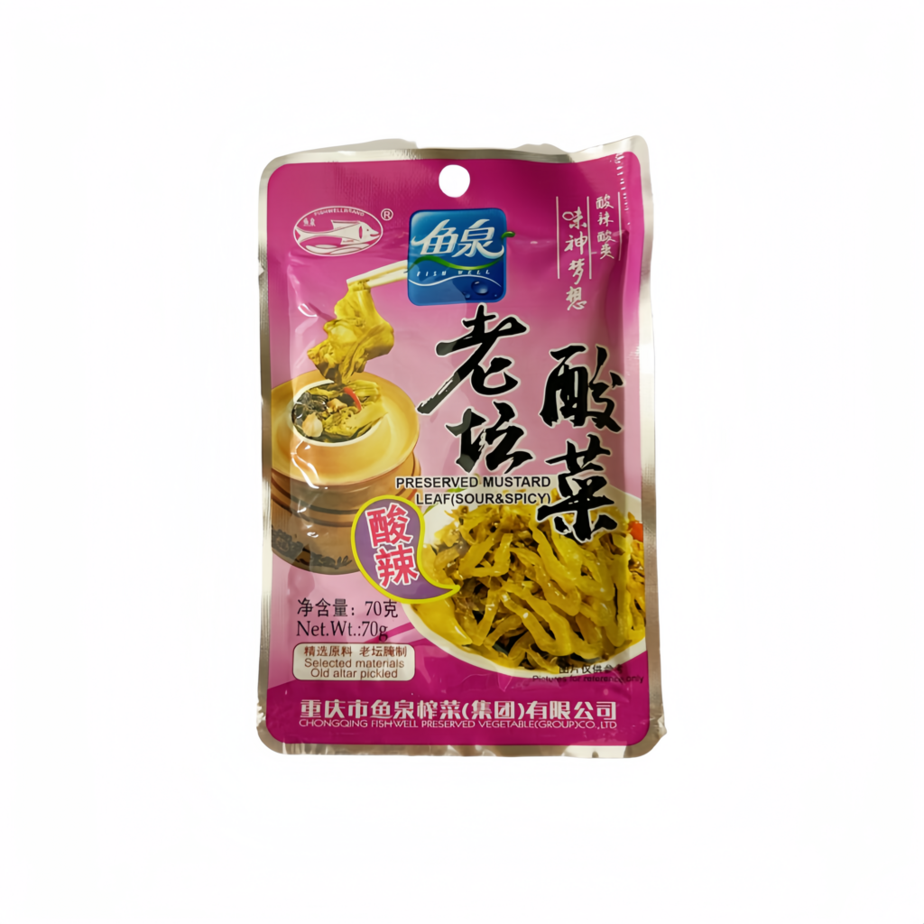 鱼泉 Fishwell Preserved Mustard Sour N Spicy 70g ~ 魚泉老壇酸菜 酸辣味 70g