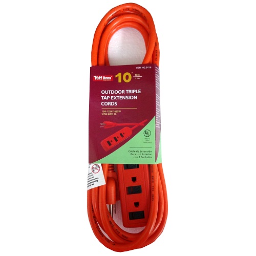Tuff Bros T.B Outdoor Extension Cord 10ft 3 Outlet-whole