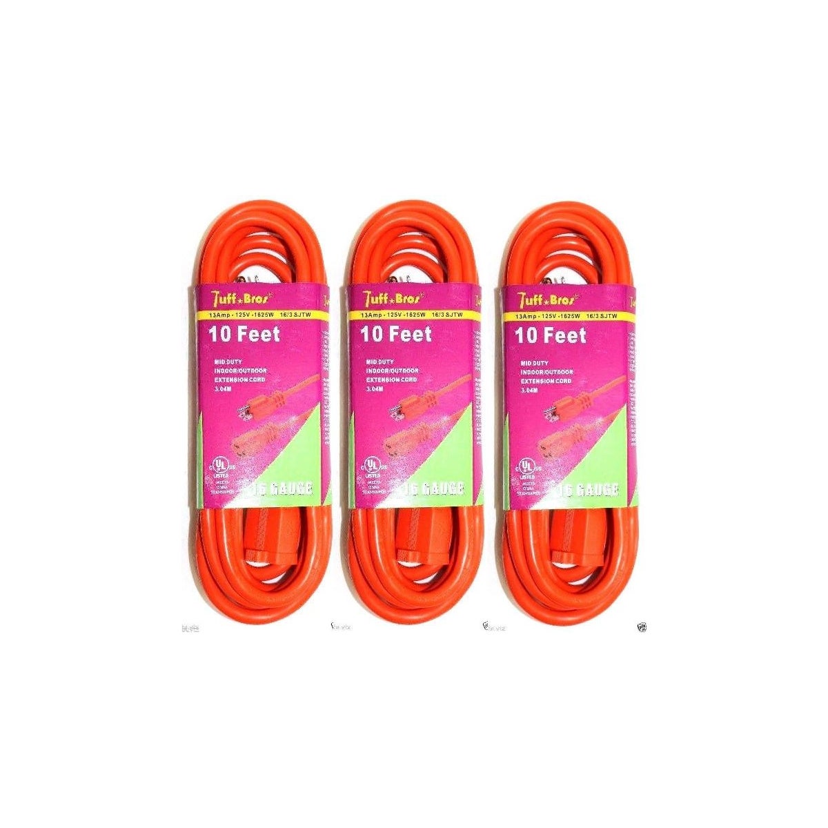 Electric Extension Cord 10ft Ul Outdoor W/16 Guage