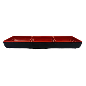 Home - Kitchen Melamine 3 Divider Dish Red Black 7.75